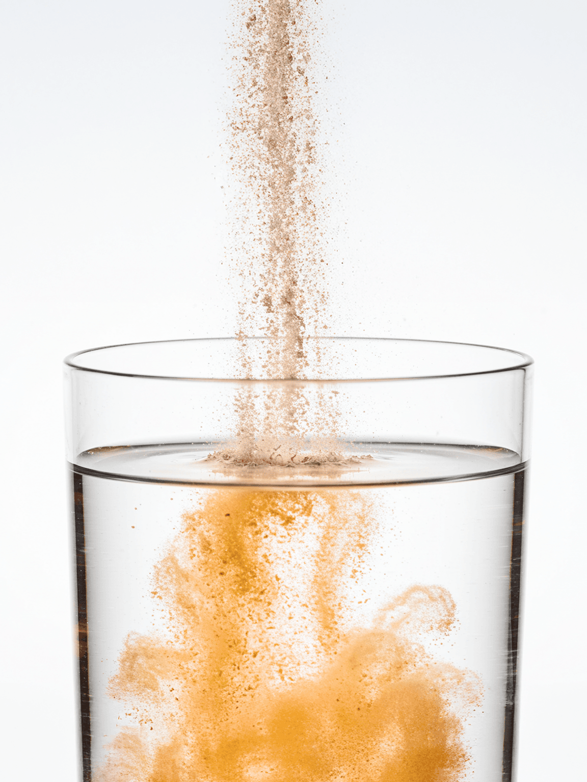 Glass with falling product